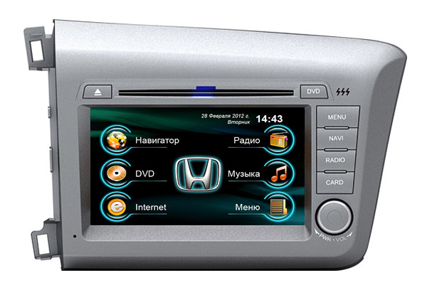 Штатная магнитолаGps,Navi,DVD  Roadrover  для Honda Civic 2012